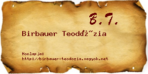Birbauer Teodózia névjegykártya